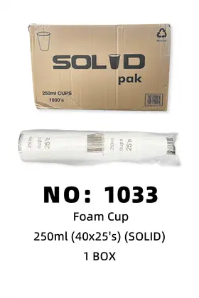 NO：1033 一次性泡沫杯子 1BOX/BOX