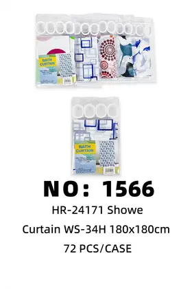 NO：1566 180x180cm浴帘盒装 72PCS/CASE