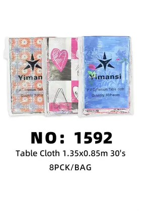 NO：1592 30pcs桌布 8PCK/BAG