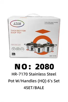 NO：2080 6pcs不锈钢套锅 4SET/BALE