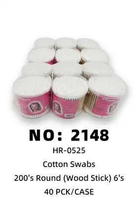 NO：2148 200支木杆大圆棉签 40PCK/CASE