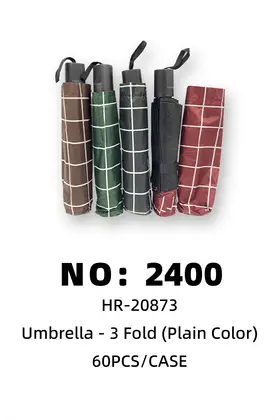 NO：2400 三折伞格子黑胶 60PCS/CASE