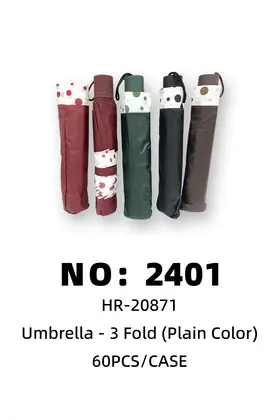 NO：2401 三折伞 PU圆点接边 60PCS/CASE