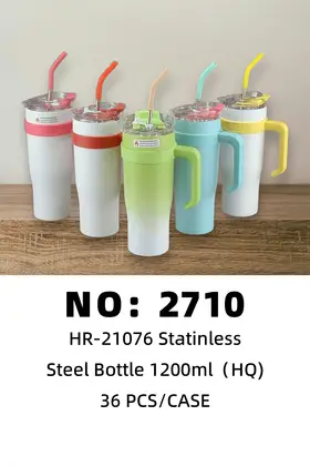 NO：2710 彩色不锈钢吸管杯办公水杯1200ml 36PCS/CASE