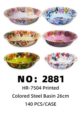 NO：2881 印花彩色铁盆26cm 140PCS/CASE
