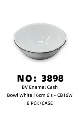 NO：3898 16cm白色搪瓷碗 8PCK/CASE