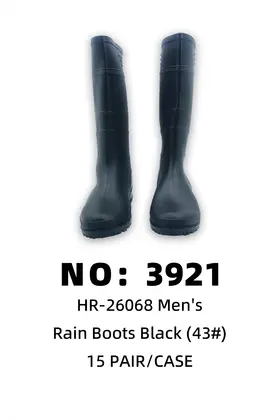 NO：3921  PVC男黑色雨鞋43# 15PAIR/CASE