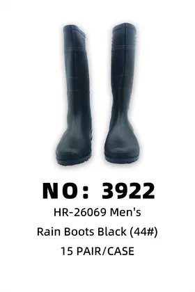 NO：3922  PVC男黑色雨鞋44# 15PAIR/CASE