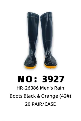 NO：3927  PVC橘底男黑色雨鞋42# 20PAIR/CASE