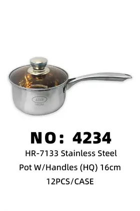 NO：4234 16CM不锈钢柄奶锅 12PCS/CASE
