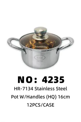 NO：4235 16CM不锈钢柄汤锅 12PCS/CASE