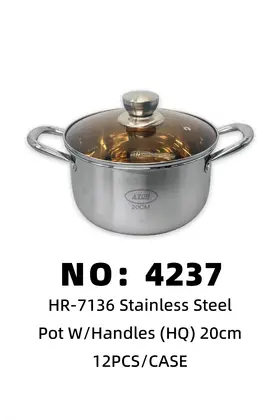 NO：4237 20CM不锈钢柄汤锅 12PCS/CASE