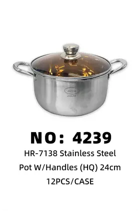 NO：4239 24CM不锈钢柄汤锅 12PCS/CASE