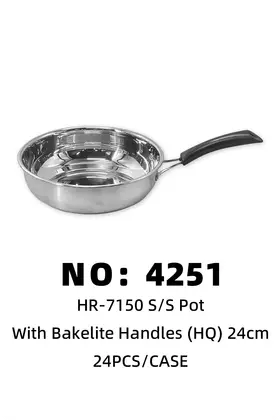 NO：4251 06无磁不锈钢煎锅24CM (胶木柄 ) 24PCS/CASE