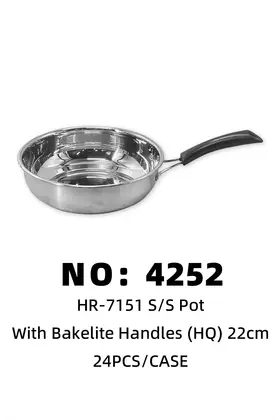 NO：4252 06无磁不锈钢煎锅22CM (胶木柄 ) 24PCS/CASE