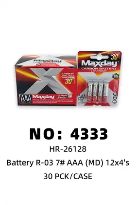 NO：4333 R03 7#电池 30PCK/CASE