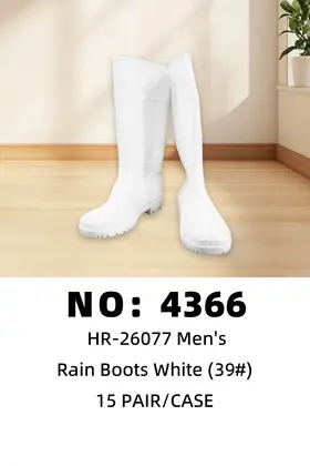 NO：4366 PE男白色雨鞋39#A8 15PAIR/CASE