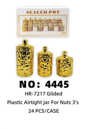 NO：4445 全鍍金塑料坚果密封罐 24PCS/CASE
