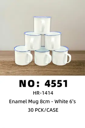 NO：4551 8cm白色搪瓷口杯 30PCK/CASE