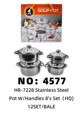 NO：4577  8pcs不锈钢套锅 12SET/BALE