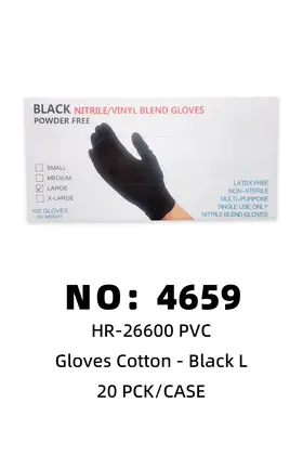 NO：4659 PVC一次性手套黑L  20PCK/CASE