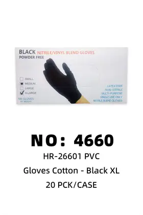 NO：4660 PVC一次性手套黑XL  20PCK/CASE