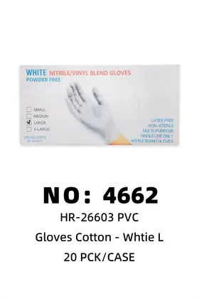 NO：4662 PVC一次性手套白L  20PCK/CASE