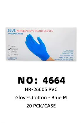 NO：4664 PVC一次性手套蓝M  20PCK/CASE