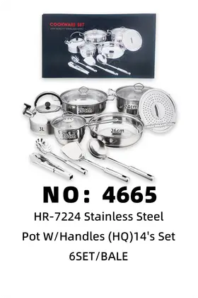 NO：4665 14pcs不锈钢套锅 6SET/BALE