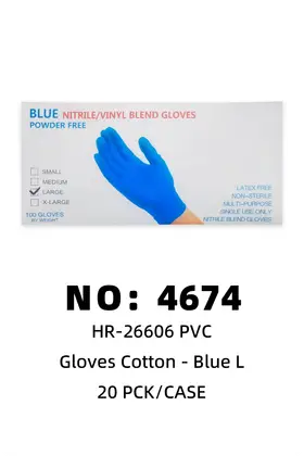 NO：4674 PVC一次性手套蓝L  20PCK/CASE