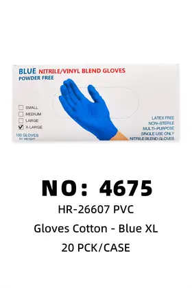NO：4675 PVC一次性手套蓝XL  20PCK/CASE