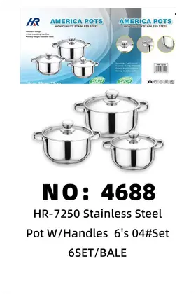 NO：4688  6pcs不锈钢套锅 (18,20,22cm ) 6SET/BALE