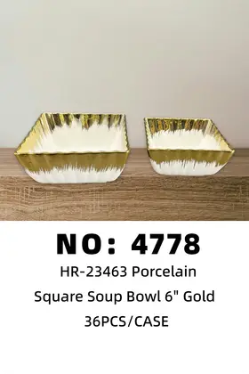 NO：4778 6寸莲花扫金方碗 陶瓷碗 36PCS/CASE