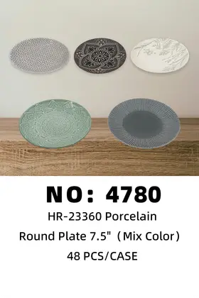 NO：4780  7.5寸色釉印花盘 陶瓷盘 48PCS/CASE