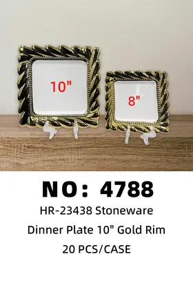 NO：4788 10寸正方凤尾单金盘 陶瓷盘  20PCS/CASE