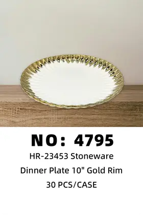 NO：4795 10寸莲花扫金果盘 陶瓷盘 30PCS/CASE