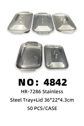NO：4842 不锈钢压纹烤鱼盘36*22*4.3cm 50PCS/CASE