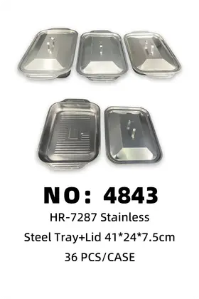 NO：4843 不锈钢压纹烤鱼盘41*24*7.5cm 36PCS/CASE