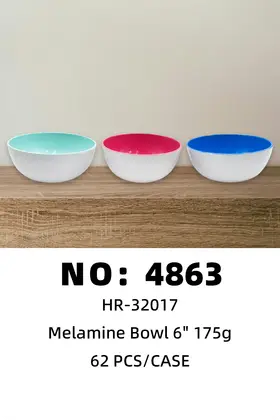 NO：4863  6寸密胺碗175g  62PCS/CASE