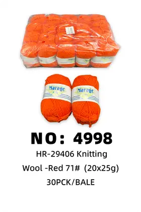 NO：4998 橘红色毛线25g 30PCK/BALE