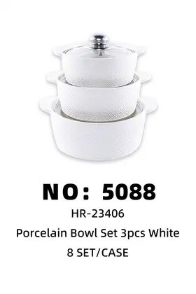 NO：5088 陶瓷套锅金钻白色 8SET/CASE