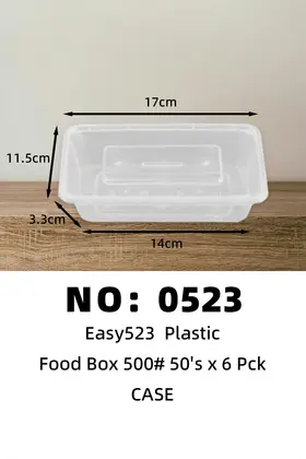 NO：0523  Easy523一次性塑料饭盒500ml  CASE