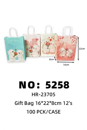 NO：5258 小熊礼品袋16*22*8cm 100PCK/CASE