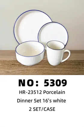 NO：5309 16头色口白浮雕陶瓷套装 2SET/CASE