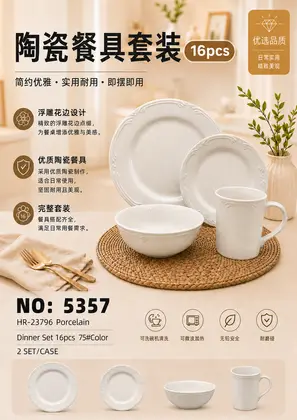 NO：5357 16头色釉陶瓷套装 2SET/CASE