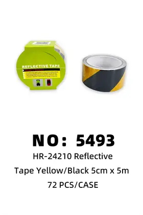 NO：5493  黄黑斜条5cm*5m 反光胶带  72PCS/CASE