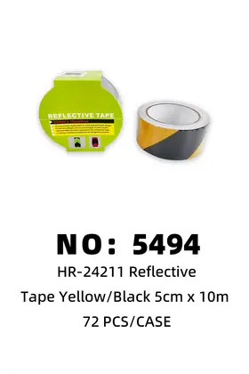 NO：5494  黄黑斜条5cm*10m 反光胶带  72PCS/CASE
