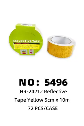 NO：5496  黄色斜条5cm*10m 反光胶带  72PCS/CASE