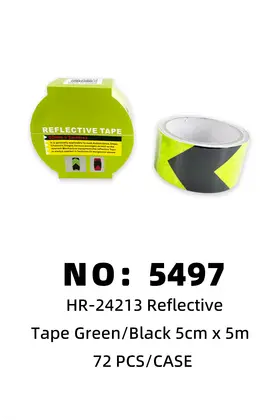 NO：5497  柠檬绿黑大箭头斜条5cm*5m 反光胶带  72PCS/CASE
