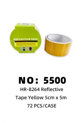 NO：5500  黄色斜条5cm*5m 反光胶带  72PCS/CASE